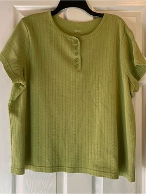Blair Lime Green Ribbed Henley Top